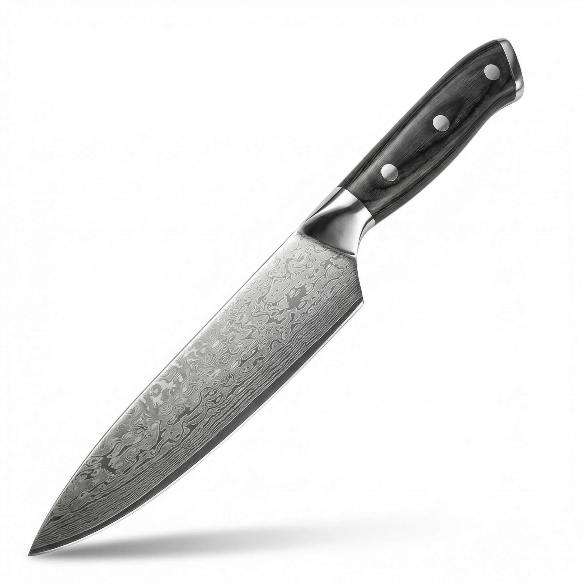 Handcrafted Damascus Knife Accidentsatty with wooden handle